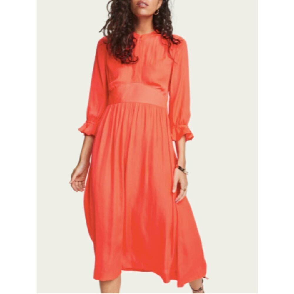 Scotch & Soda Satin Midi‎ Dress in Watermelon sz S
